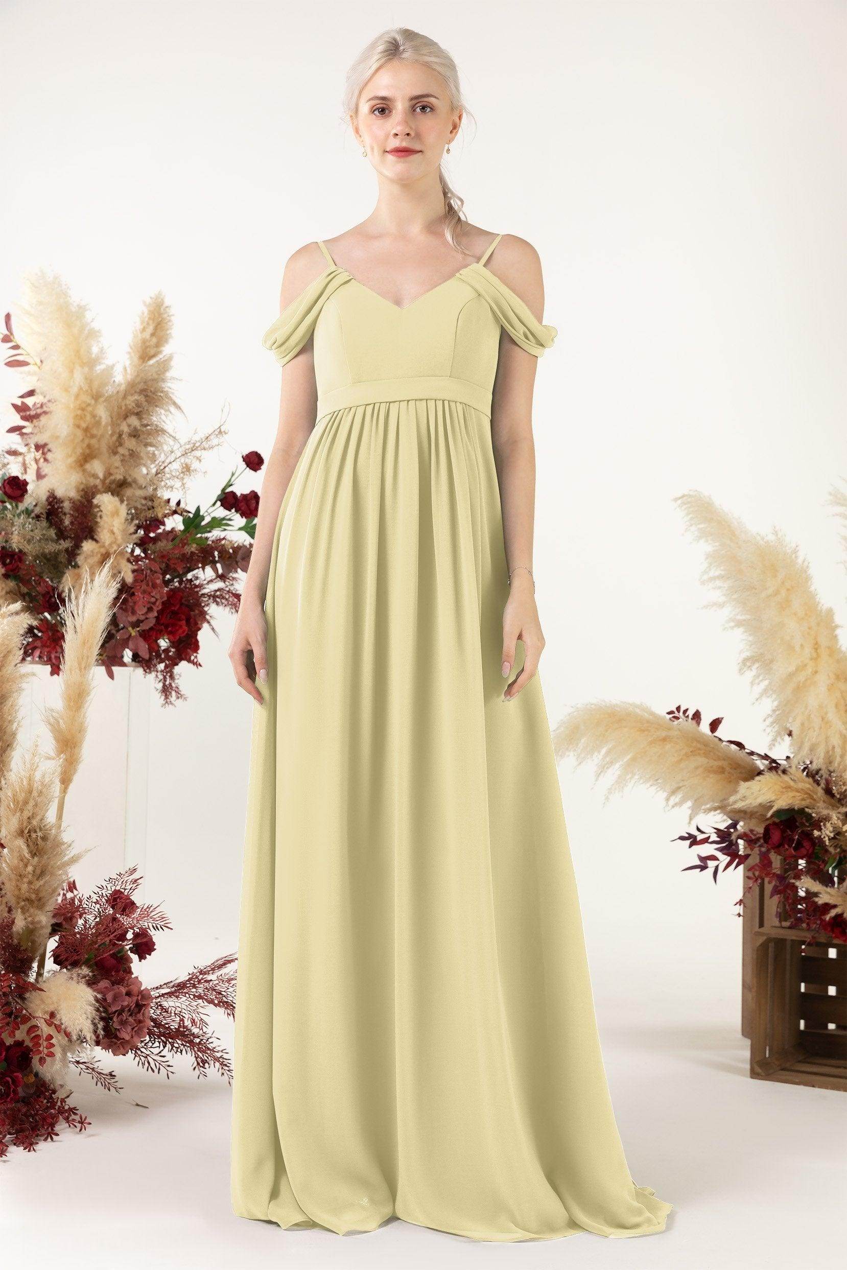 A-Line Floor Length Chiffon Bridesmaid Dress CB0476 - COCOMELODY